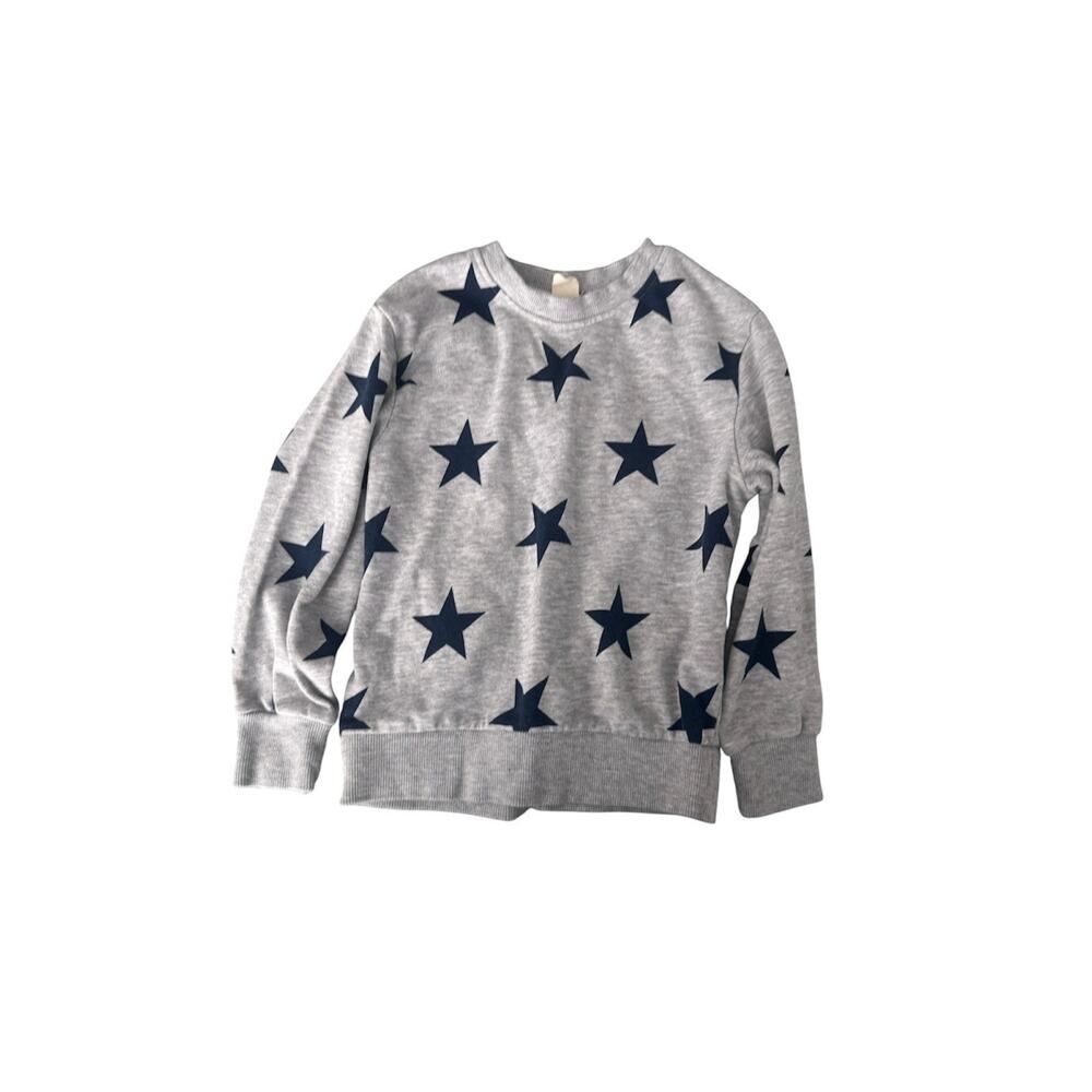 H&M Kids Gray Navy Star Print Sweatshirt Size 4-6Y 110/116 Organic Cotton